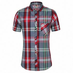new Fi Plaid Shirt Men Summer Casual Short Sleeve Shirts Mens Plus Size Beach Hawaiian Tops Blouse Male 5XL 6XL 7XL d6I0#