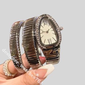 Relógio de designer 35mm 316 material de aço inoxidável anel de diamante Banda de metal de aço de luxo Relógio de quartzo ouro diamante Relógios em forma de cobra relógio de boca para relógios de diamante