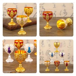 Cups Saucers 30ML Bar Home Decor Retro Wine Cup Aluminum Alloy Fake Carved Dinnerware Vodka Spirit Style Champagne Vintage Goblet Antiqu