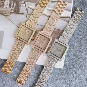 Marka zegarek Piękne kobiety Lady Girl Square Crystal Style Dial Metal Metal Band Karartz Wrist Watch M122210J