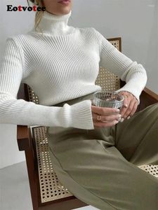 Kvinnors tröjor Turtleneck Kvinnors tröja Pullover Fall Winter Knit Fit långärmad jumper toppar damer avslappnade grundskjortor mjuka varm y2k