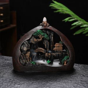 Burners Resin Incense Burner Waterfall Mountains River Censer Smoke Backflow Aroma Incense Burners Holder for Home Ornaments Decoration