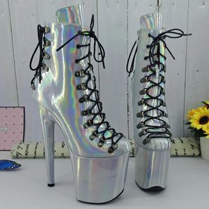 Tanzschuhe Leecabe Laser PU 20CM/8 Zoll Pole Dance High Heel Plateaustiefel geschlossene Zehen