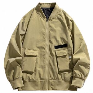 Plus w rozmiarze 9xl Baseball Men Men Spring Autumn Bomber Jackets Płaszcz ładunkowy Fi swobodne luźne kurtki męskie khaki 131b#