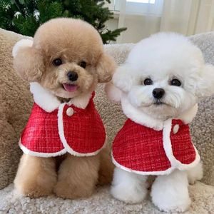 Psa odzież ins świąteczny rok Śliczne pluszowe uszy zwierzak Poncho ciepły kapturowy kota kota strój Bichon Teddy Scali Ubrania
