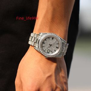 Мужские роскошные наручные часы Bling Iced Out VVS Moissanite Diamond Watch