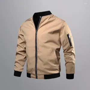 Kurtki męskie Mężczyźni Plus Size Cienka Slim Fit Fashiet Fashion Casual Baseball Collar Spring i jesienne stałe kolor błęki zamek błyskawicznych