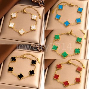 18K Gold Chain Plated Classic Fashion Charm Bracelet Four-leaf Clover Designer Jewelry Elegant Mother-of-Pearl Bracelets For Women Men High Quality Chain Bracelet