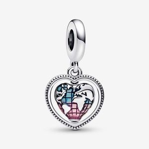 Family Spinning Heart Globe Dangle Charm Pandoras 925 Sterling Silver Luxury Charm Set Bracelet Making charms Designer Necklace Pendant Original Box wholesale