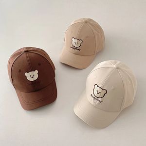 Sommer Verstellbarer Baby Baseball Mütze Kleinkind Cartoon Bär Stickerei niedliche Hüte für Kinder Girl Boy Weiche Baumwolle Bonnet Sonne Hut 240326