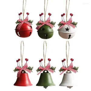 Party Supplies Christmas Tree Hanging Ornaments Jingle Balls Iron Bells Pendant Decorations Bow Decoration