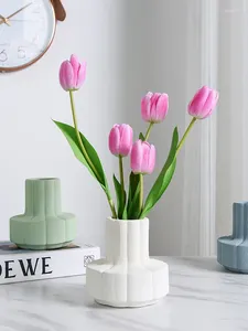 Vases Creative Petal Ceramic Vase Classical Hydroponic Flower Arrangement Living Room Dining Table Crafts Home Decoration