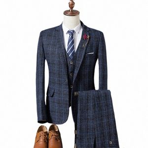 Ternos de luxo para homens 2023 novo em blazers jaqueta calças colete 3 peças conjunto casaco masculino cavalheiro elegante formal noivo casamento dr i13y #