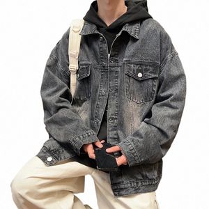2024 Ny denimjacka Löst stil Spring Autumn Seas Youth Men Top Workwear American Style Trendy Casual Coat Multi-Pocket K3XU#