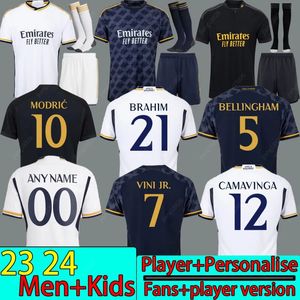23 24 Real Madrids Futebol Jerseys Fãs Versão 2023 2024 BELLINGHAM Kit MODRIC Camiseta VINI JR CAMAVINGA TCHOUAMENI MADRides Camisa de futebol Kids Sets