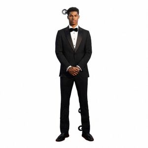 FI Black Mens Suit Peak Lapel Formal Busin Blazer Slim Fit Wedding Groom Tuxedo Terno Masculino 2 Piece Set Jacket Pants T1TJ#