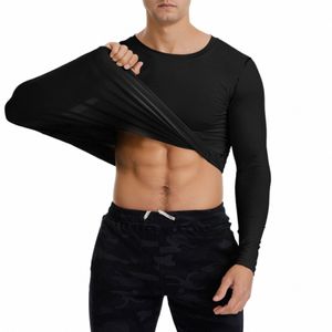 Mężczyźni Tight Sport T-shirt LG Sleeve Elastery Szybki oddychający oddychający Fitn Top Sportswear for Rguards Basketball Cycling Gym 43Q1#