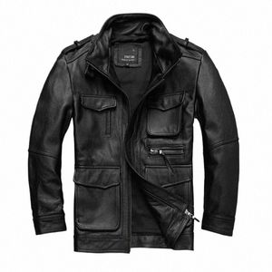 tcyeek 100% Genuine Leather Men's Coat Top Layer Cowhide Man Jacket Spring Plus Size Men's Motorcycle Jacket Veste Homme Xhl350 W1B8#