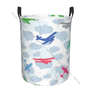 Laundry Bags Bathroom Organizer Cute Airplanes In The Clouds Folding Hamper Basket Laundri Bag For Clothes Home Storage