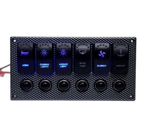 6 Gang Laser switch Etched 2 LED Rocker Circuit Breaker Waterproof Marine Boat Rv Switch Printing Panel8883451