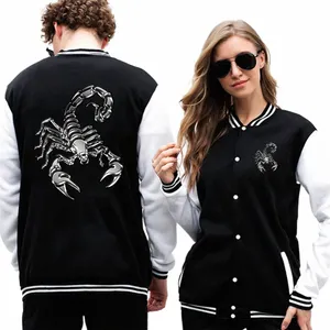 Scorpione Persality Printing Uomo Giubbotti Fi Casual Abbigliamento sportivo Uniforme da baseball Comodo uomo Bomber Street Divertente Cappotti Q7EE #