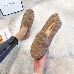 Casual Shoes Fashion Winter Women's Plush Outdoor Chain Round Head Design Leisure Warm Snow Boots Plus Size Loafers 41-43