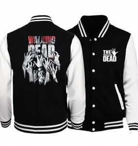 The Walking Dead Jacket Men Wing Print Płaszcz 2022 Wiosna Nowa marka Black White Baseball Mundur Hip Hop Streetwear Homme Z6me#