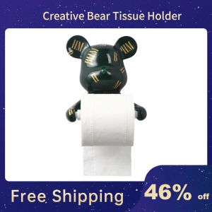 Holders Violent Bear Rall Paper Towel Toile Holder Figurines Nordic Animal Hanging Tissue Box Holder Rack Interior Modern Wall Decor