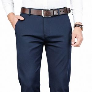 2023 nuovi uomini della primavera in fibra di bambù pantaloni casual stile classico Busin Fi Khaki Stretch Cott pantaloni maschili vestiti di marca 27Ou #