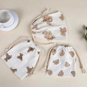 Storage Bags Cute Bear Drawstring Bag Cotton Baby Essentials Diaper Cosmetics Stationery Handbags Girl Pouch Jewelry Organizer