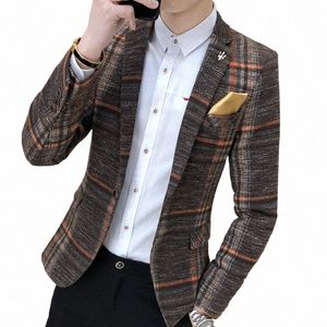 Masculino Fi Boutique Fi Houndstooth Casamento Dr Ternos Blazers / Mens Pure Color Casual Busin Plaid Suit Jacket Brasão 77dA #