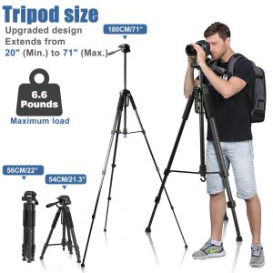 Tripods Photography Tripod 180cm Cell Phone Tripod Lightweight Camera Tripods for Xiaomi HUAWEI iPhone for Video/DSLR/Canon