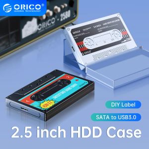 Kapsling Orico 2.5 '' HDD -kapsling SATA till USB3.0 USB3.1 Extern hårddisk HD -diskfodral 5Gbps/6Gbps Typec HDD -fodral med DIY -klistermärke