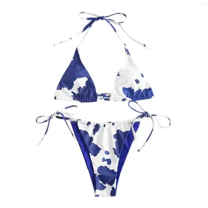 Women's Swimwear Swimsuit Sets Split Plus Print Piece Size Beachwear Two Women Bikini Cow Swimwears Tankinis Set Bathing Suits