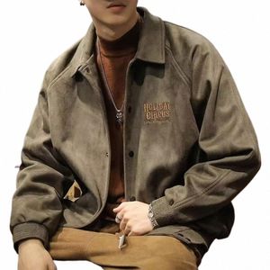 turn-down Collar Single-breasted Men Coat Pockets Thick Smooth Solid Color Retro Mid Length Baseball Coat Fall Winter Jacket h4OX#