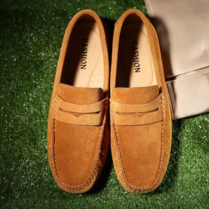 Men Casual Shoes Espadrilles Triple Black White Brown Wine Red Navy Khaki Mens Suede Leather Sneakers Slip On Boat Shoe Outdoor Flat Driving Jogging Walking 38-52 A106