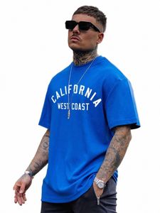 Летняя мужская футболка Cott California West Coast Tops Tees Male Fi Letter Camiseta Одежда с коротким рукавом Harajuku Streetwear 16Ia #