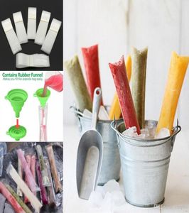 Ice Popsicle Molds Bags Pop Mold Pouch with Zip Seals Foldable Funnel DIY ZipTop Ice pop Pouches for Ice Candy or ze Pops Fr9043016