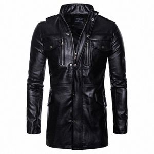 maxulla New Men's Leather Jackets Casual Mens Lg Motorcycle Leather Coats Man Slim Outerwear Leather Biker Jackets Clothing s5YT#