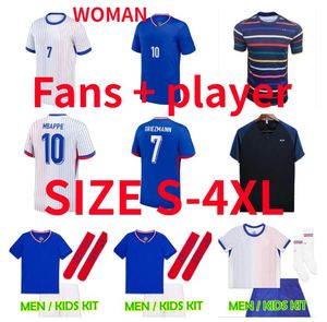 24 25 Maillot de French Mbappe Soccer Jerseys 2024 Zaire-Emery Giroud Griezmann Tchouameni Kolo Muani Coman Camavinga Shird Men Kids女性プレーヤーバージョン