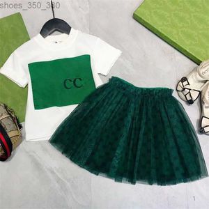 Luxus Designer Kinder T-shirt Schleier Rock Mode Nette Baby Kleidung Kinder Kurzarm Sets Kleidung Anzüge Sommer Mädchen Baumwolle Kleid 8 stil
