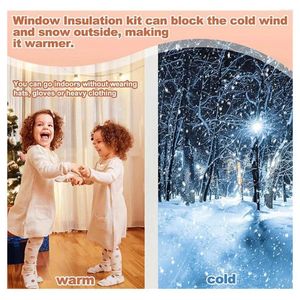 Fönsterklistermärken lätt att rengöra dörrvärme Återanvändbar vattentät isoleringssatsfilm med limband för täckning