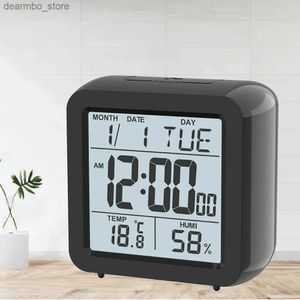 Relógios de mesa de mesa eletrônico despertador de soneca calendário relógio de cabeceira infantil com luz de fundo temperatura doméstica e umidade interna bateria24327