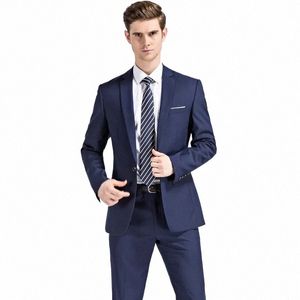 2024 neue Blazer + Hosen Männer Fi Gentleman Europäischen Stil Gentleman Hochzeit Einfarbig Büro Hosting 2 Stück M-5XL 16oR #