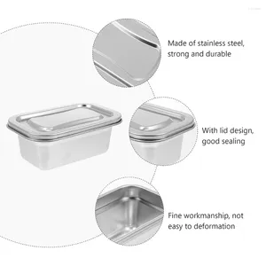 Tigelas tigelas recipientes selados Caixa de sorvete de gabinete multifuncional Recipientes reutilizáveis de metal doméstico de aço inoxidável