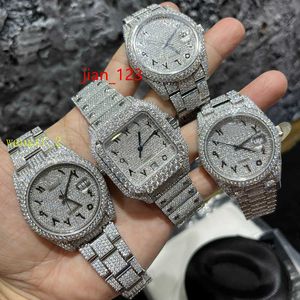 Relógio Hip Hop Iced Out VVS Moissanite Relógio de pulso mecânico congelado relógio moissanite