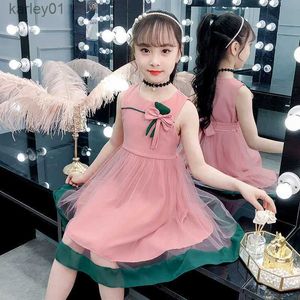 Flickans klänningar Summer Girl Dress Party 11 Childrens Clothing 7 Splice Elegant Casual Princess Dresses 2 3 4 till 12 Year Girls 10 Kids Clothes YQ240327