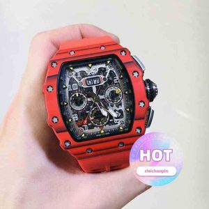 watch Date Business Mens Carbon Fiber Fully Automatic Multifunctional Wine Barrel Watch Fashion Trend Mechanical