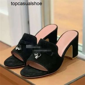 Loro Piano LP Lorospianasl Summer Toe Sandaler Shoes Leather Open Casual High Heels For Women Designers Footwear