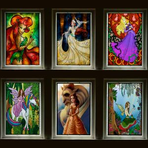 Filmer Custom Stained Glass Films Window Film Frosted Sticker Princess Prince For Kids Room Door Stickers Light Box Poster Heminredning